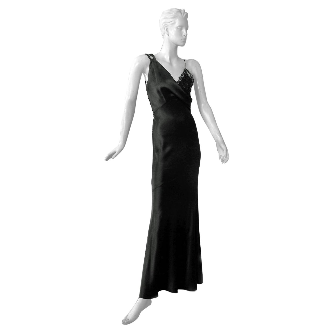 Christian Dior - Robe noire riche et noire à coupe en biais d'inspiration déco en vente
