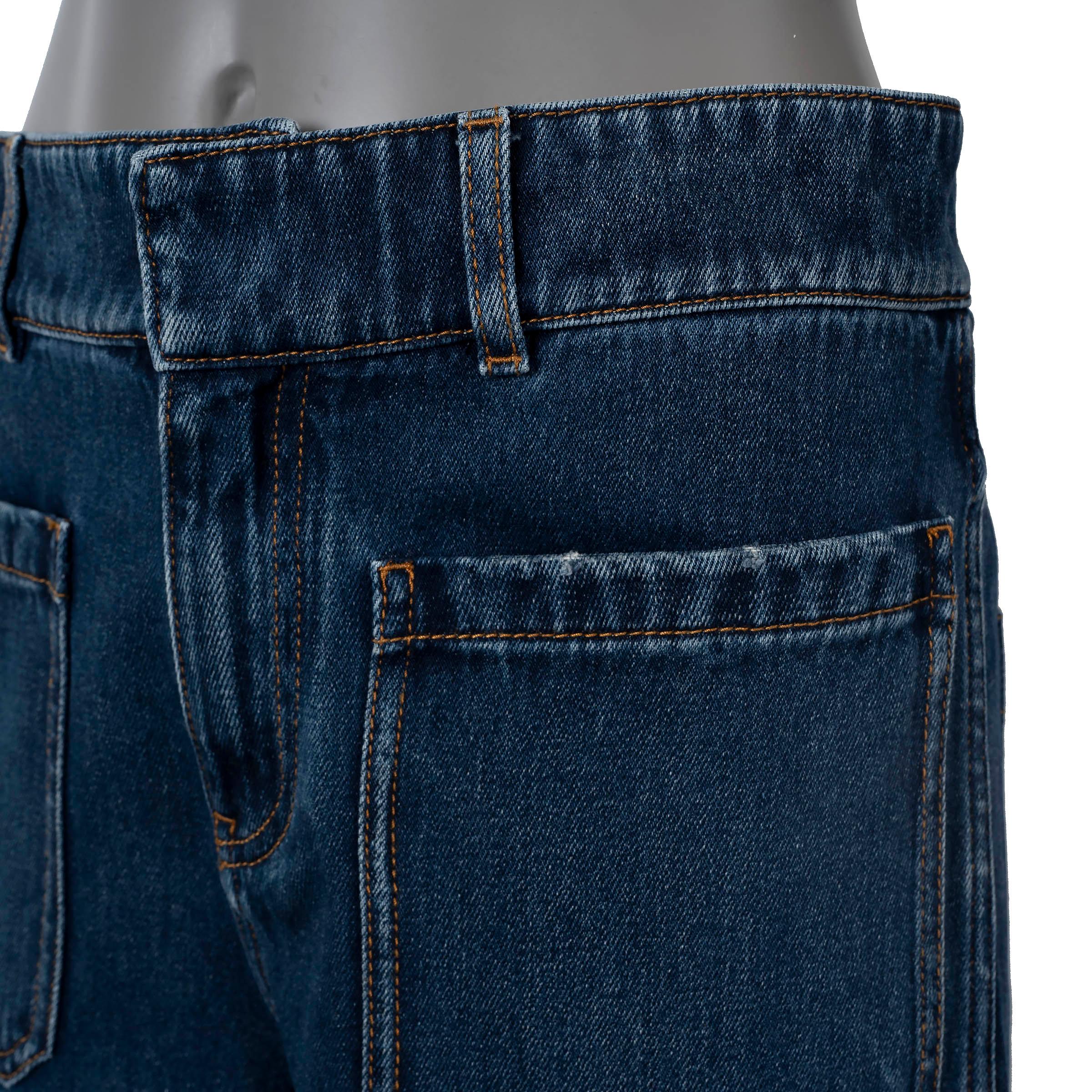 Women's CHRISTIAN DIOR deep blue cotton DENIM COUTRURE FLARED Jeans Pants 36 XS For Sale