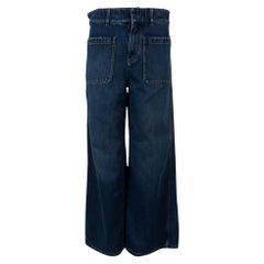 CHRISTIAN DIOR deep blue cotton DENIM COUTRURE FLARED Jeans Pants 36 XS