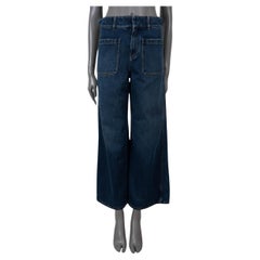 CHRISTIAN DIOR deep blue cotton DENIM COUTRURE FLARED Jeans Pants 36 XS