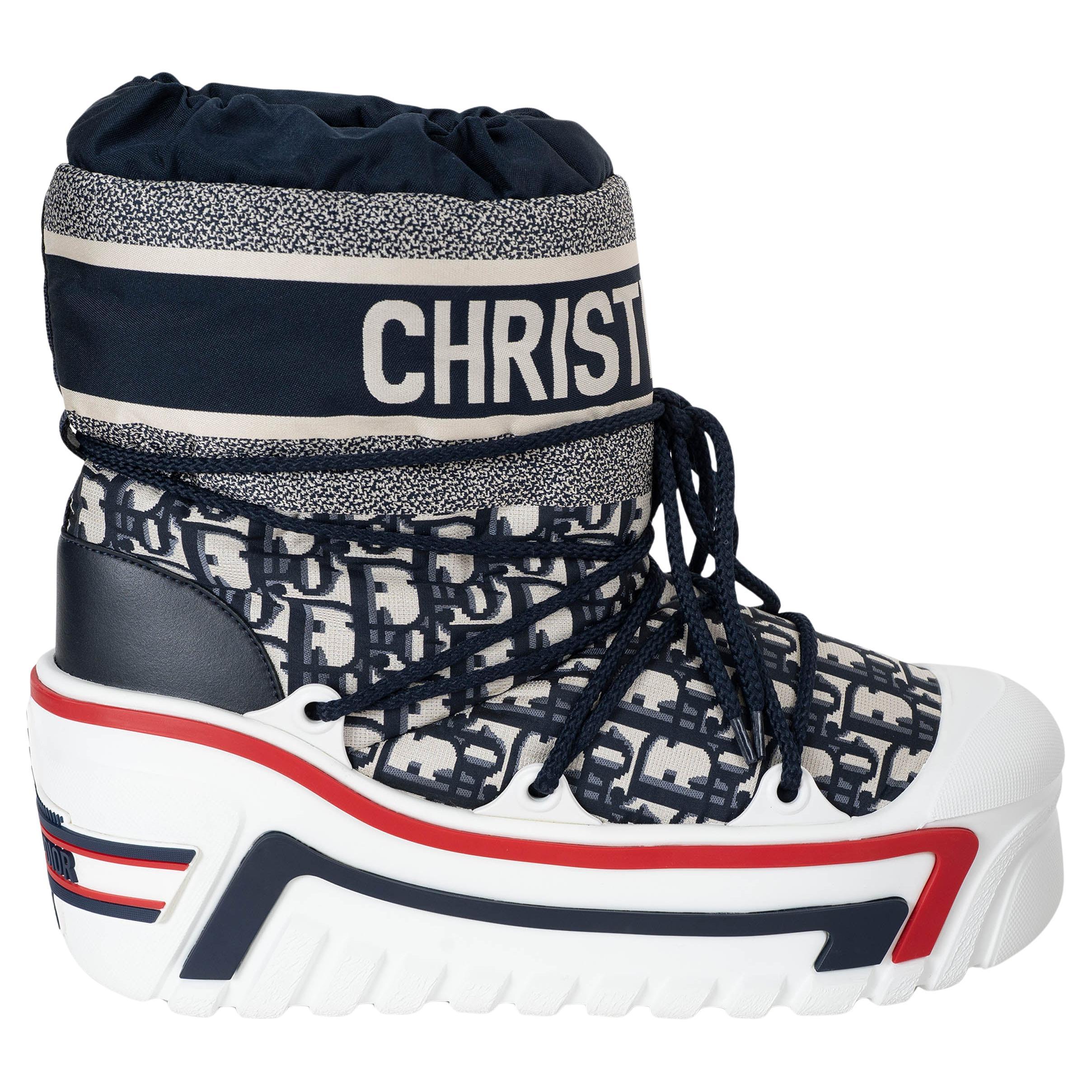 CHRISTIAN DIOR Bleu foncé nylon 2021 DIORALPS OBLQIUE SNOW BootsShoes 39.5