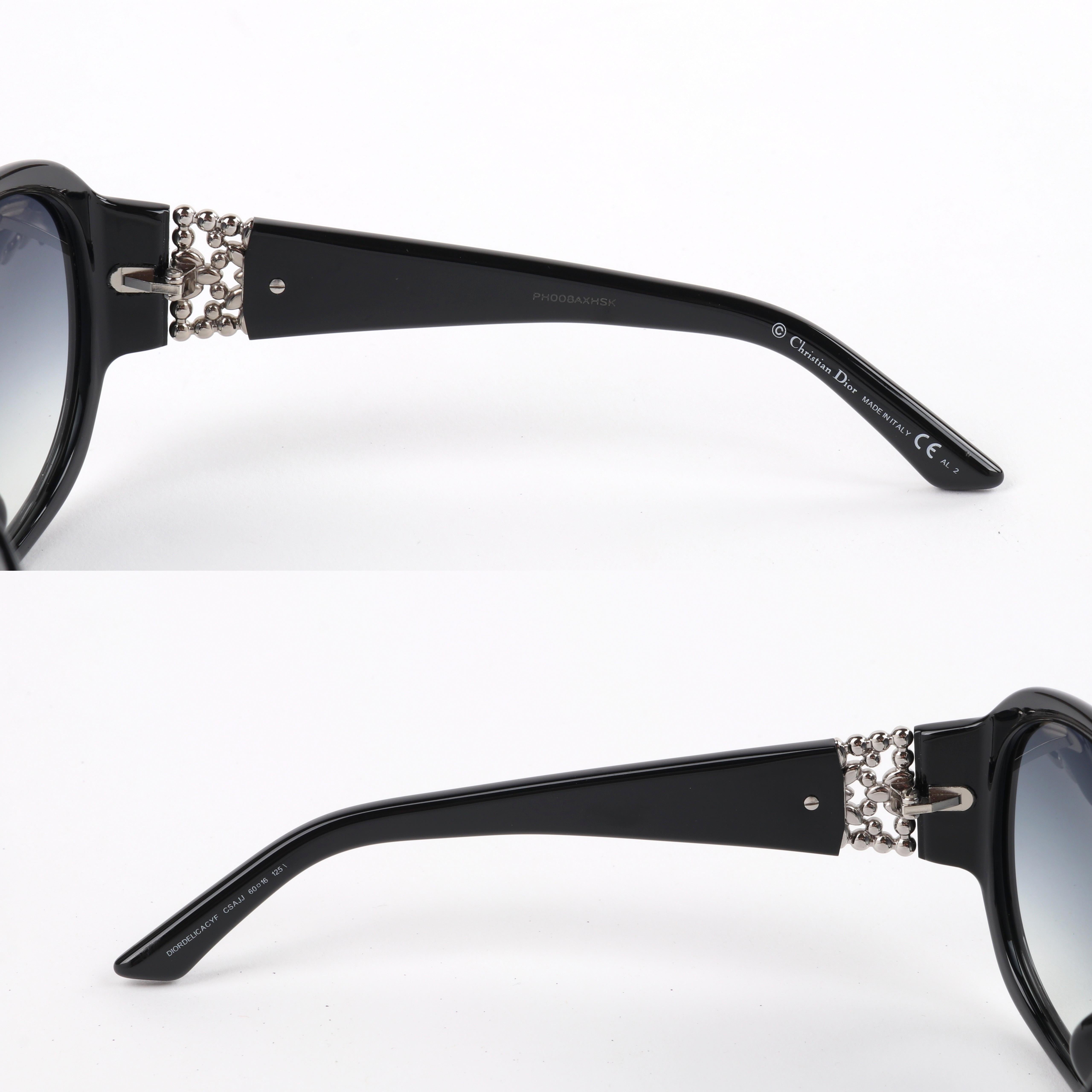 CHRISTIAN DIOR “Delicacy F” Ltd Ed. Black Swarovski Crystal Oversized Sunglasses For Sale 3