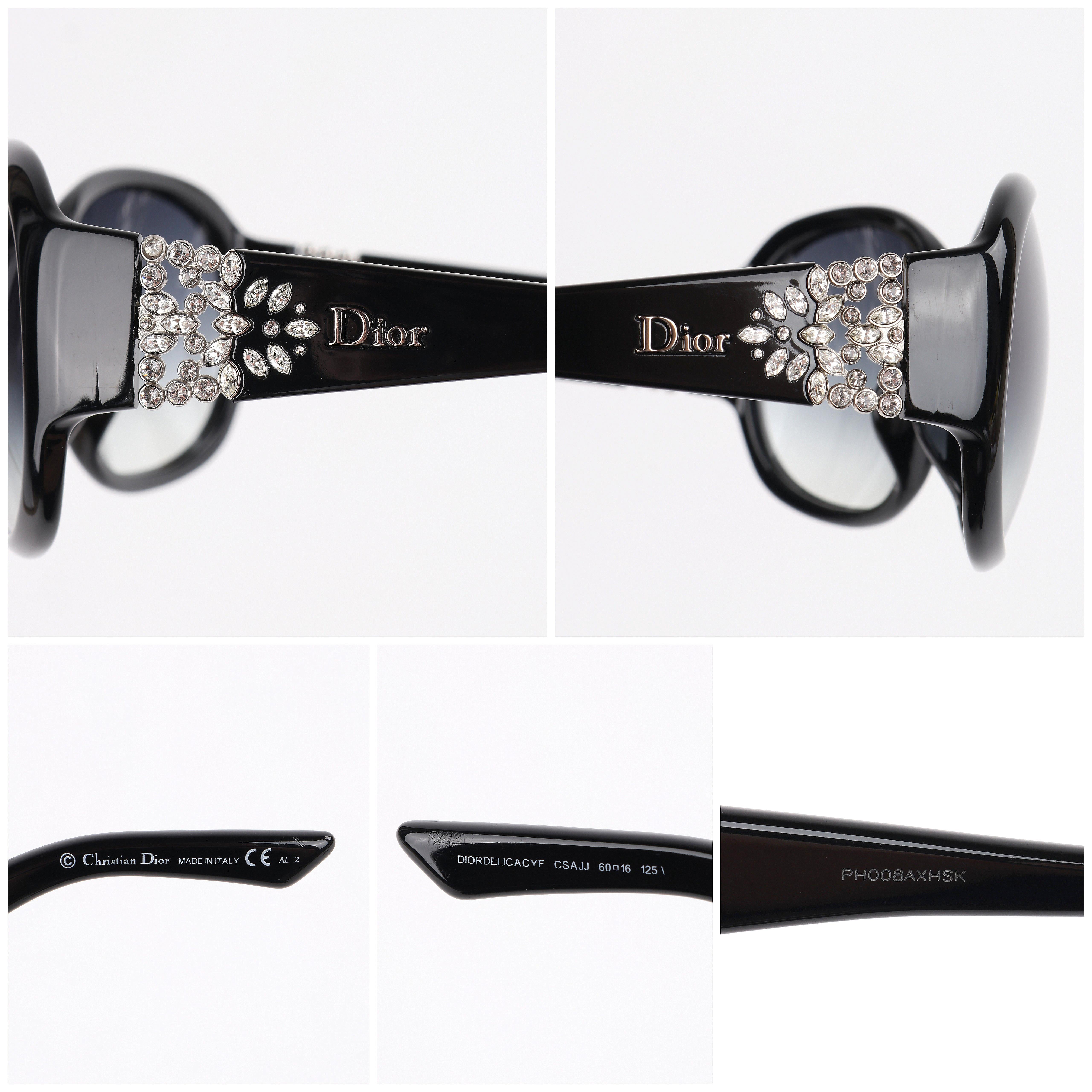 CHRISTIAN DIOR “Delicacy F” Ltd Ed. Black Swarovski Crystal Oversized Sunglasses For Sale 4