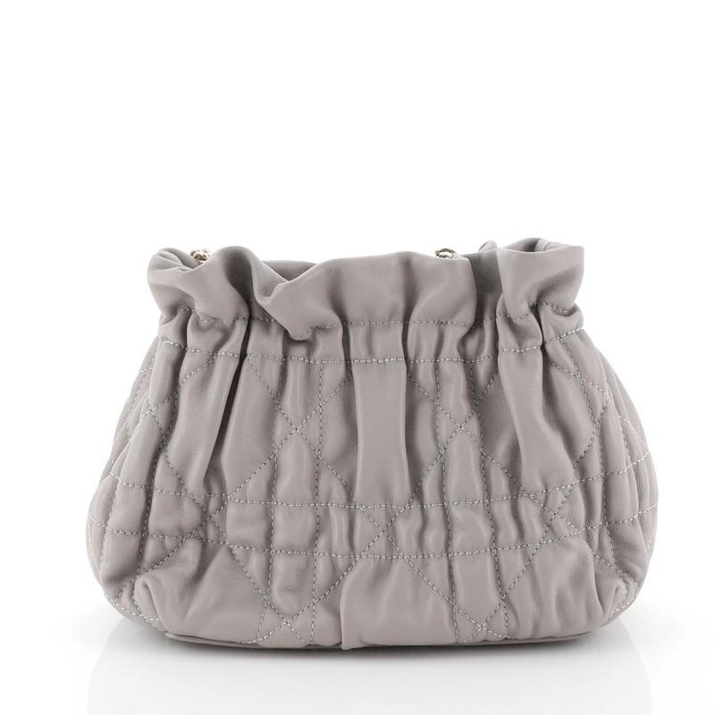Gray Christian Dior Delices Mini Bag Cannage Quilt Leather 