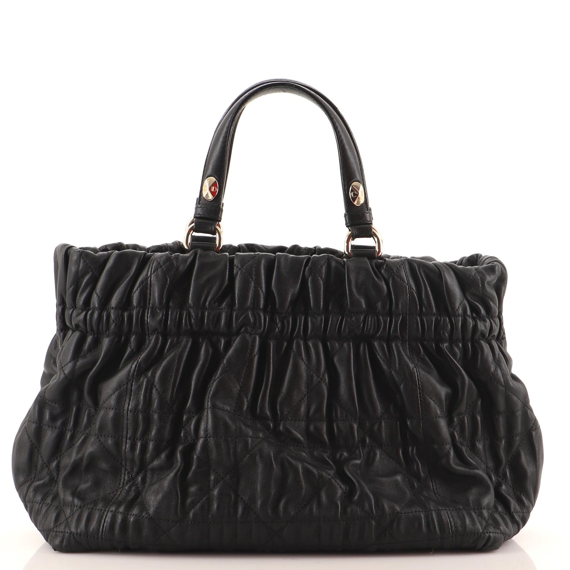 Black Christian Dior Delices Tote Cannage Quilt Leather Medium