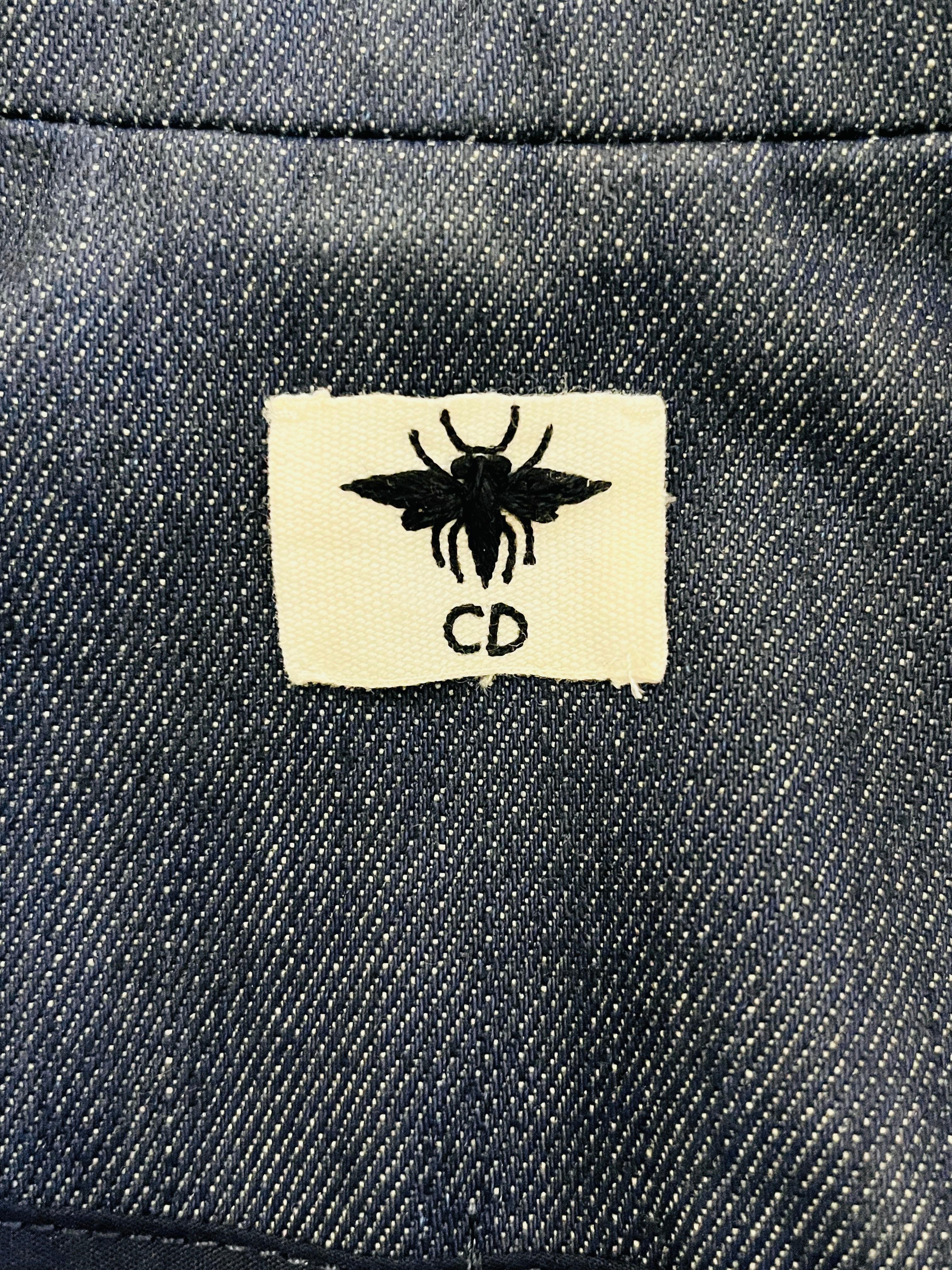 Christian Dior Denim Bar Jacket With Bee Embroidery For Sale 3