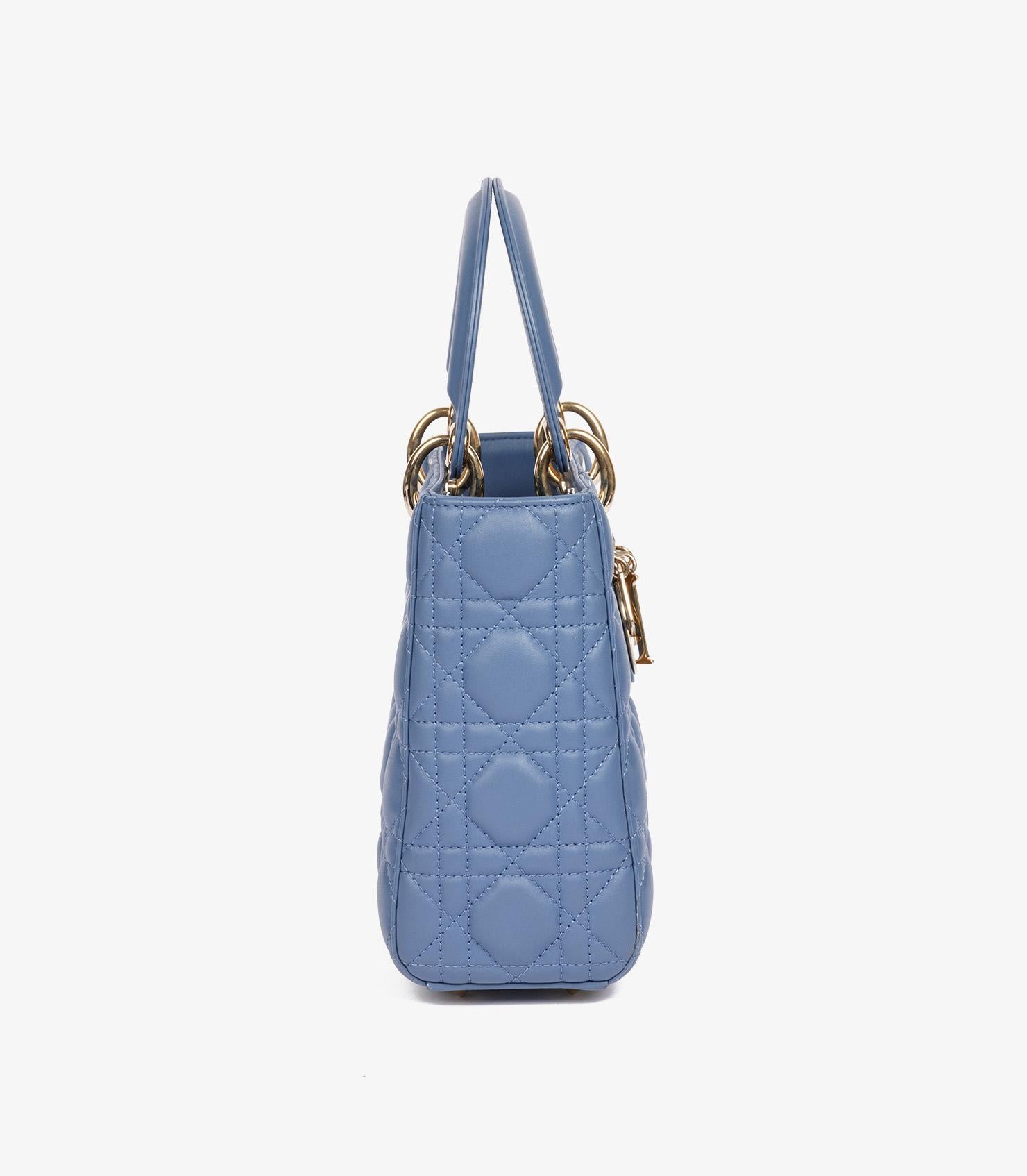 Christian Dior Denim Blue Quilted Lambskin My ABCDior Small Lady Dior In Excellent Condition In Bishop's Stortford, Hertfordshire