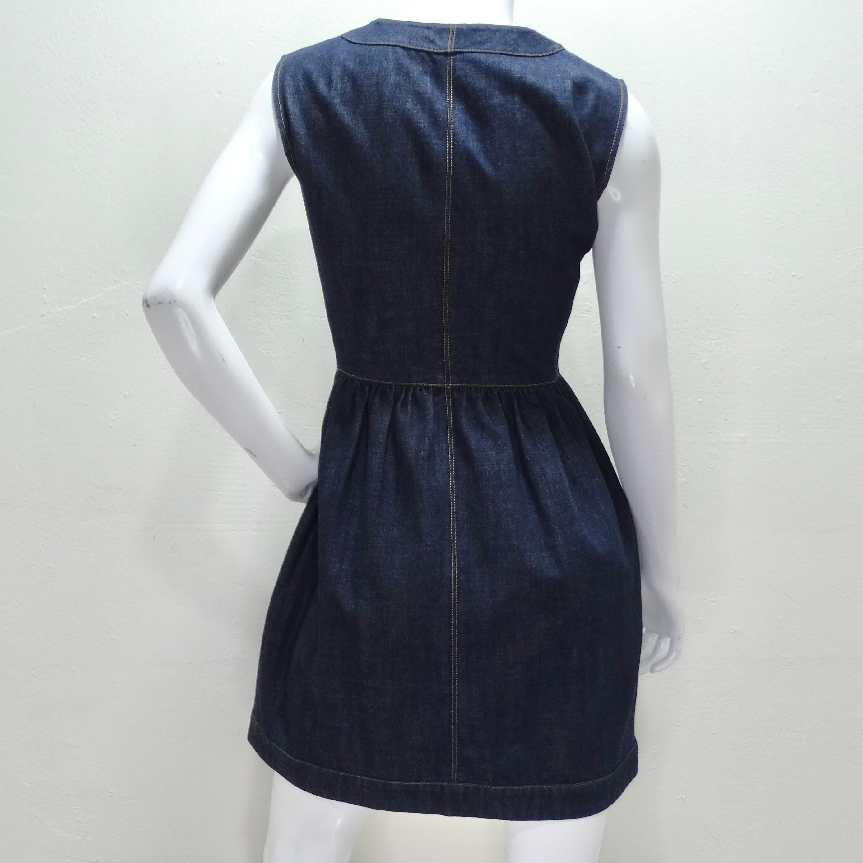 Christian Dior Denim Embroidered Sleeveless Dress For Sale 2