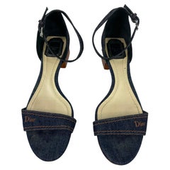 Christian Dior Denim Low Heel Sandals, Size 40