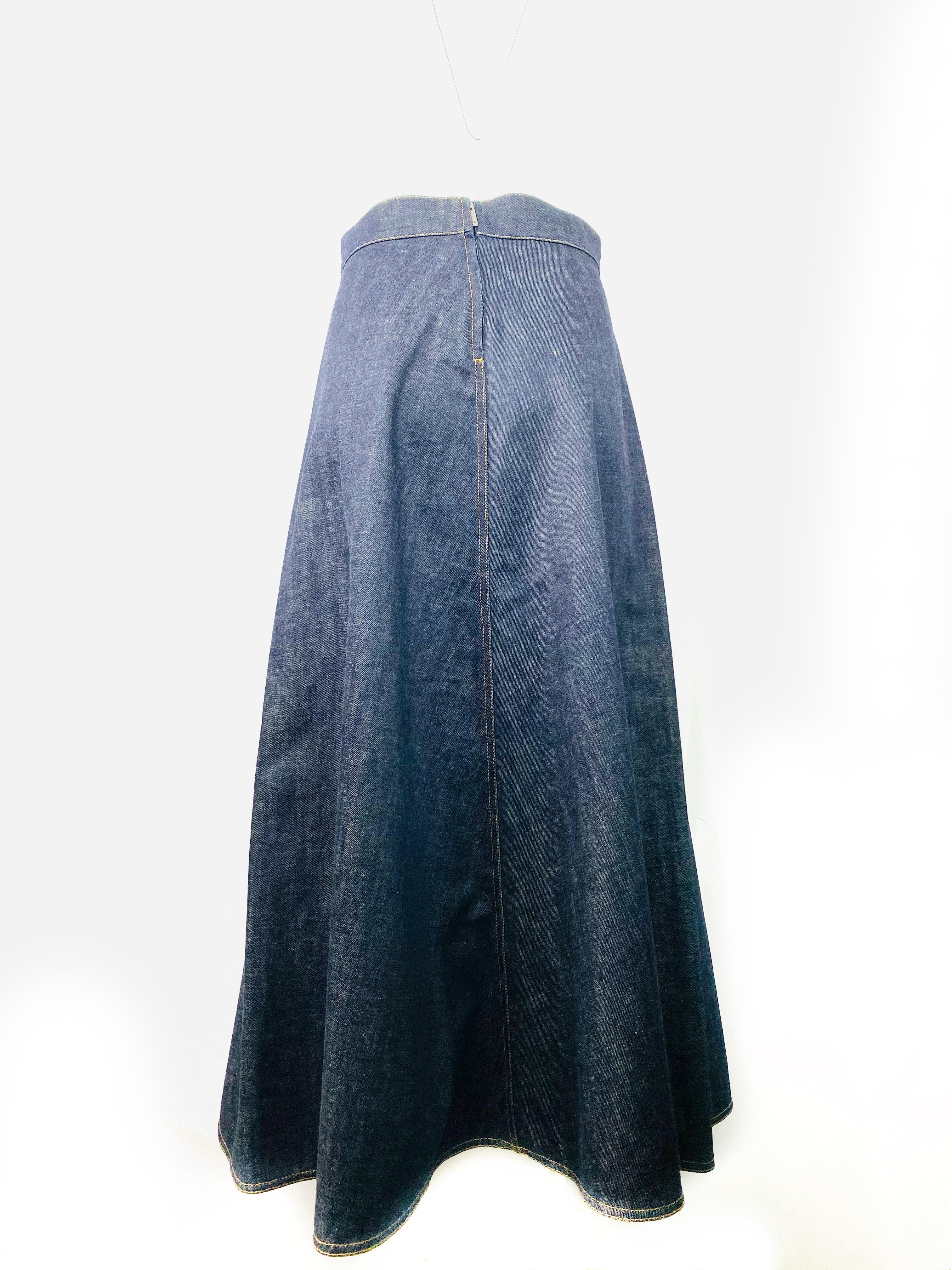 Black Christian Dior Denim Maxi Skirt Size 38