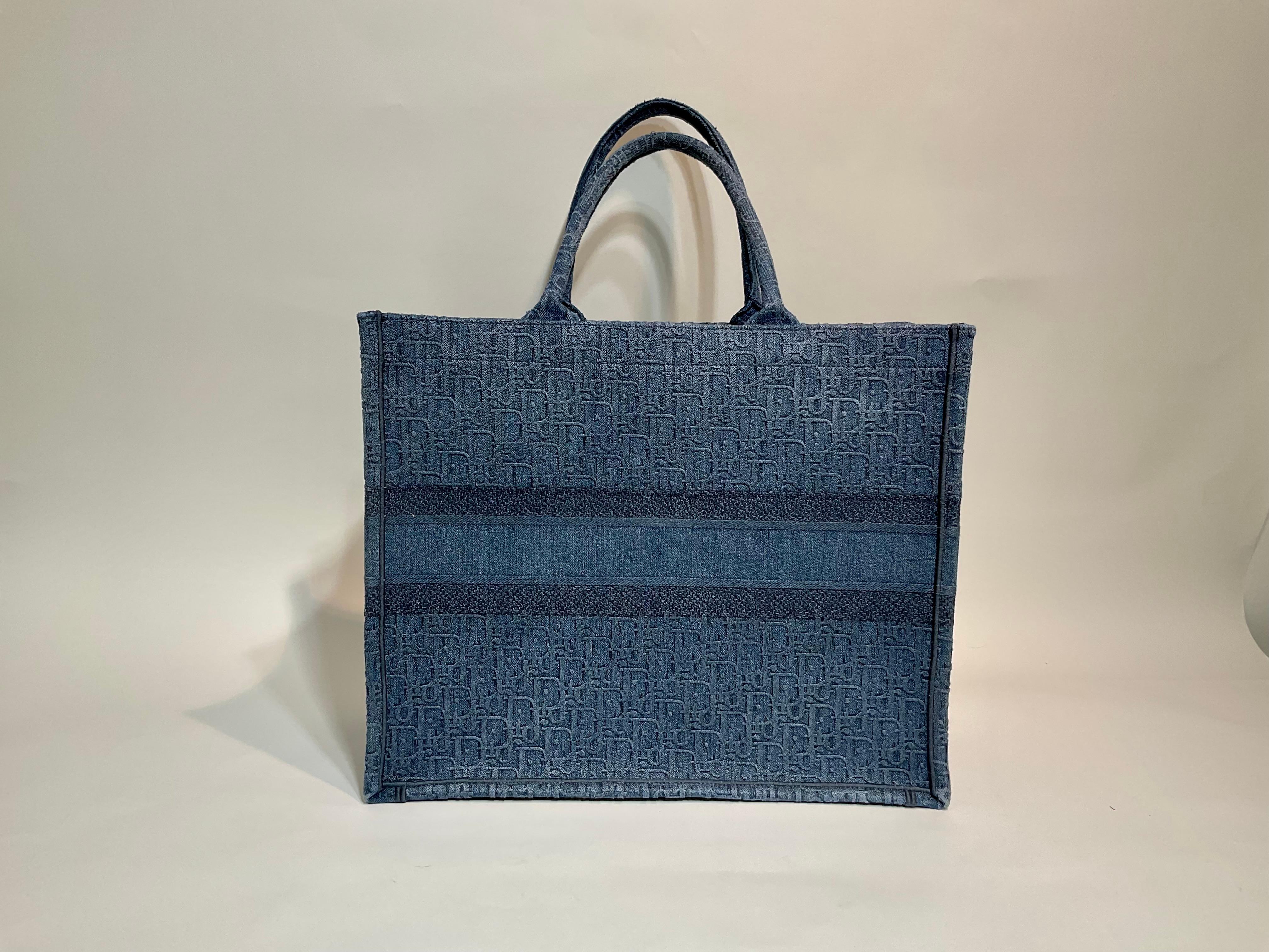 Women's or Men's Christian Dior Denim Oblique Large Book Tote