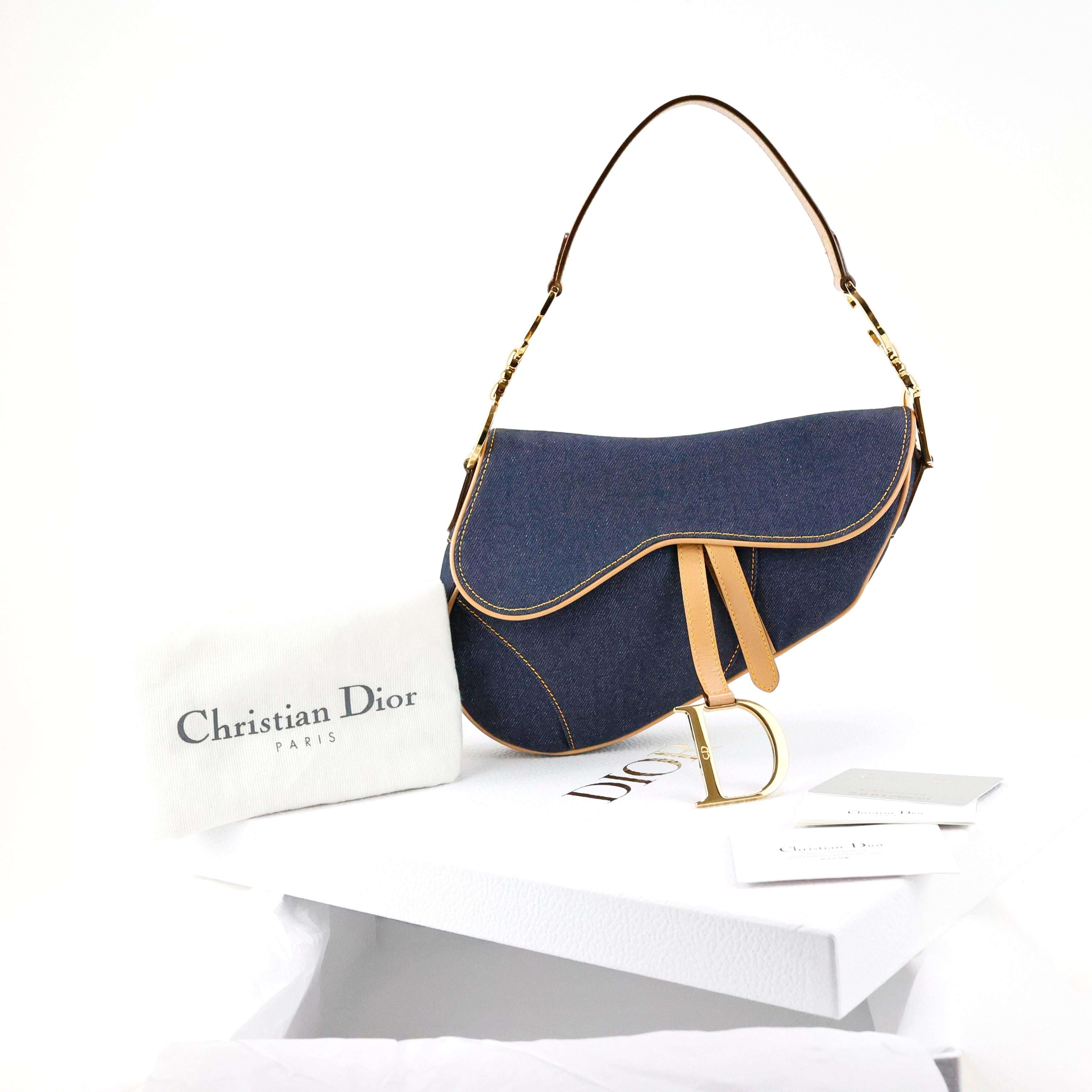 Christian Dior Denim Satteltasche aus Denim im Angebot 1