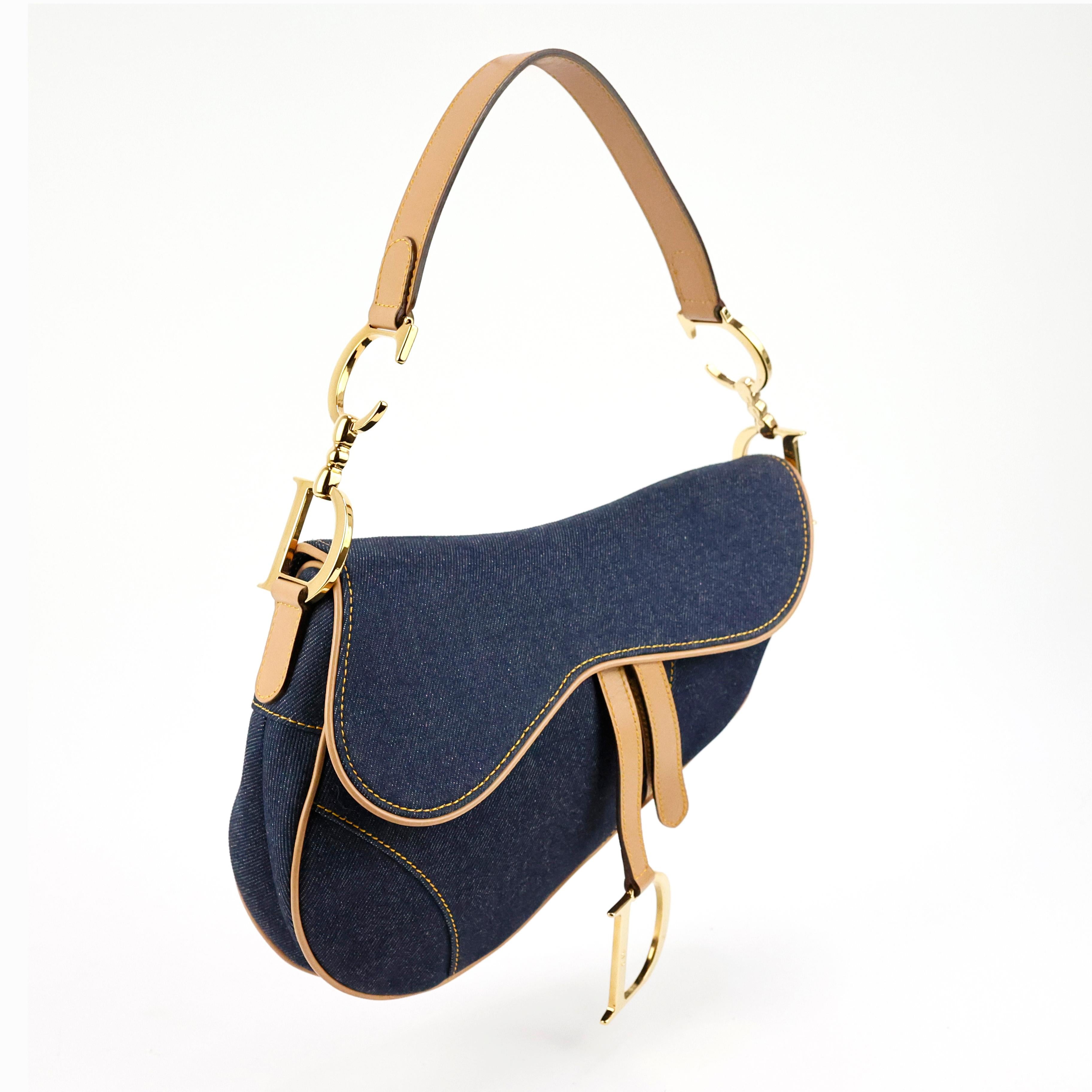 Christian Dior Denim Saddle Bag For Sale 3