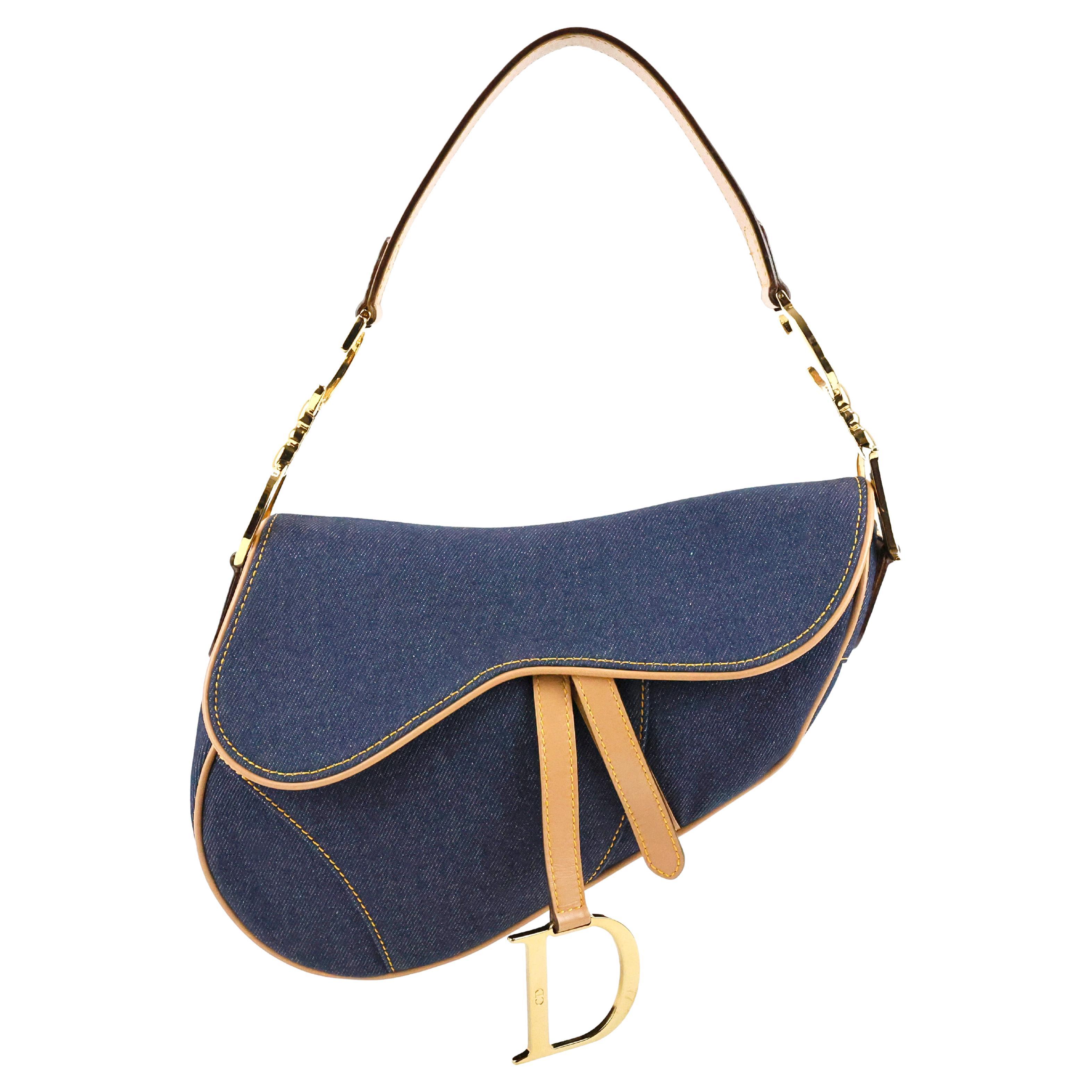 Christian Dior Denim Saddle Bag For Sale