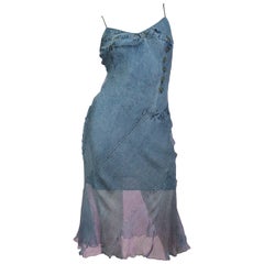 Christian Dior Denim Trompe l'oeil Silk Dress, Spring / Summer 2000
