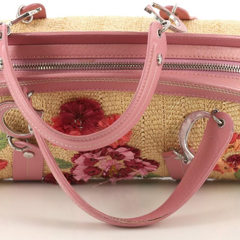 Christian Dior Detective Doctor Bag Floral Raffia Medium In Fair Condition In NY, NY