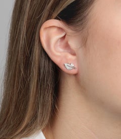 Christian Dior  Diamond 18ct White Gold Rose Leaf Bagatelle Stud Earrings