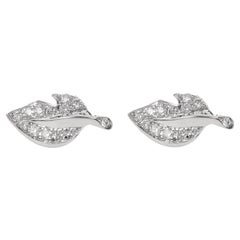 Christian Dior  Diamond 18ct White Gold Rose Leaf Bagatelle Stud Earrings