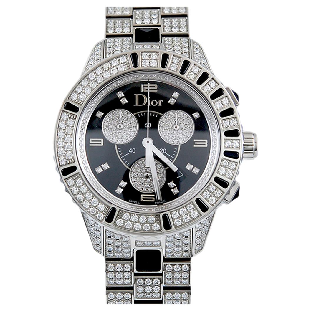 Christian Dior Diamond and Onyx Wristwatch For Sale
