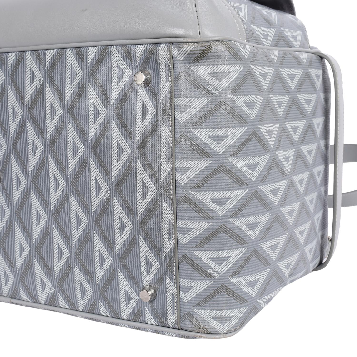 Bolso para mascotas CHRISTIAN DIOR Diamond Canvas Calfskin Hit The Road Gris en venta 7