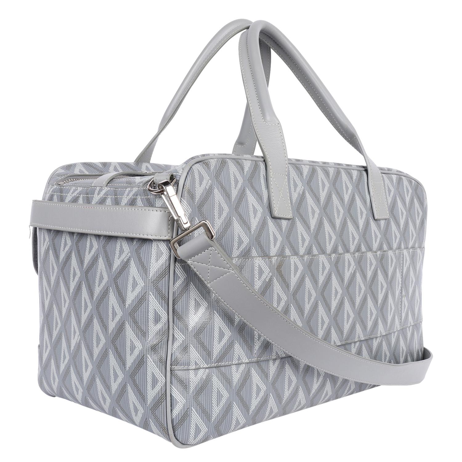 Bolso para mascotas CHRISTIAN DIOR Diamond Canvas Calfskin Hit The Road Gris en venta 3
