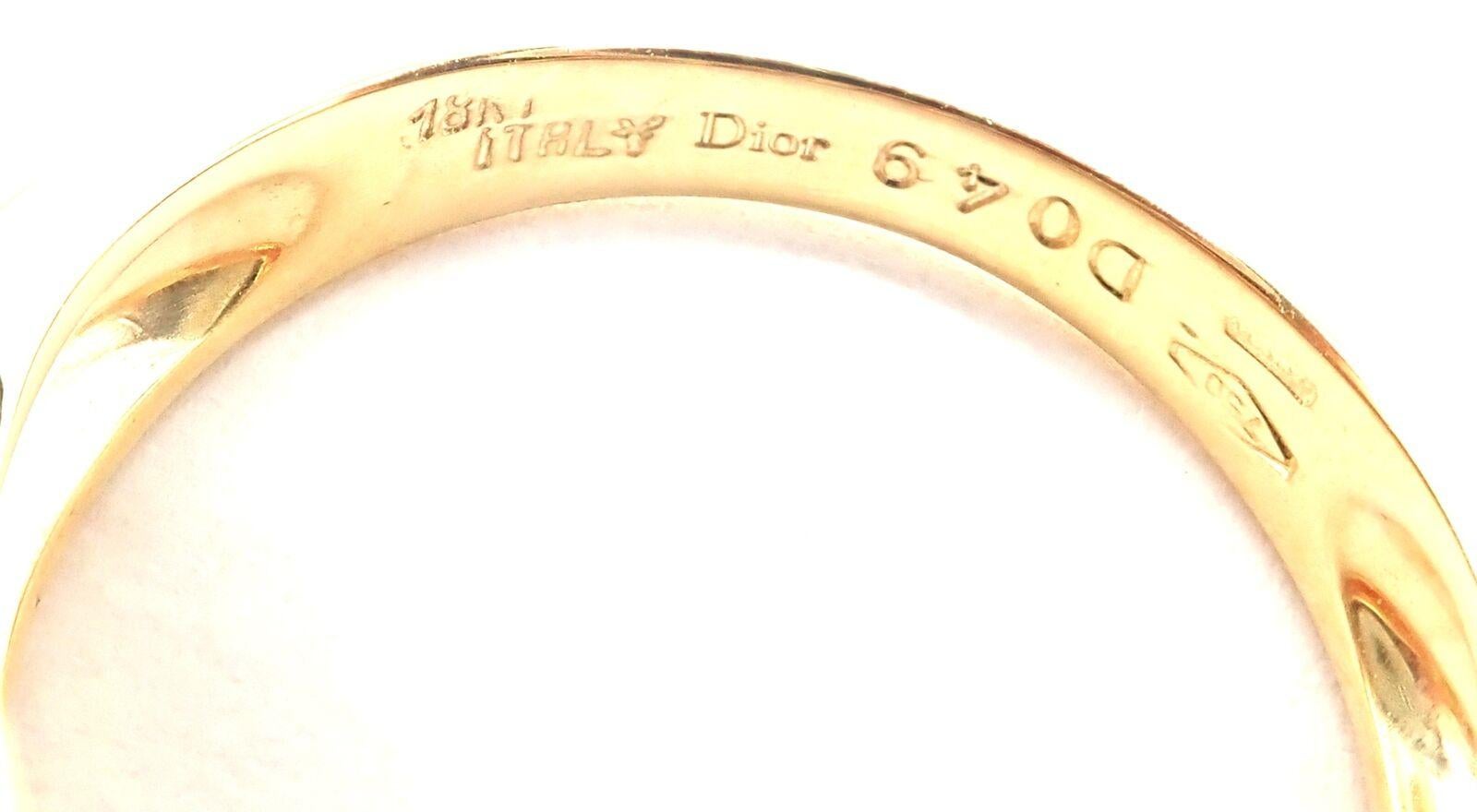 Women's Christian Dior Diamond Coral Yellow Gold Band Ring For Sale