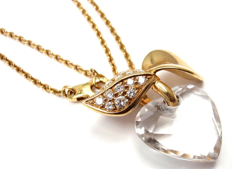 Christian Dior Diamond Crystal Yellow Gold Pendant Necklace at 1stDibs
