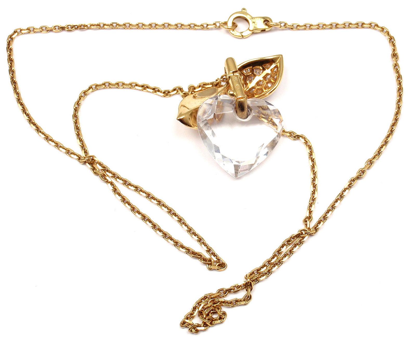 Women's or Men's Christian Dior Diamond Crystal Yellow Gold Pendant Necklace