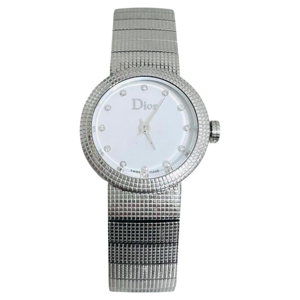 Christian Dior Baby D-Uhr mit Diamant-Doten-Zifferblatt  Perlmutt-Zifferblatt mit Diamant  im Angebot