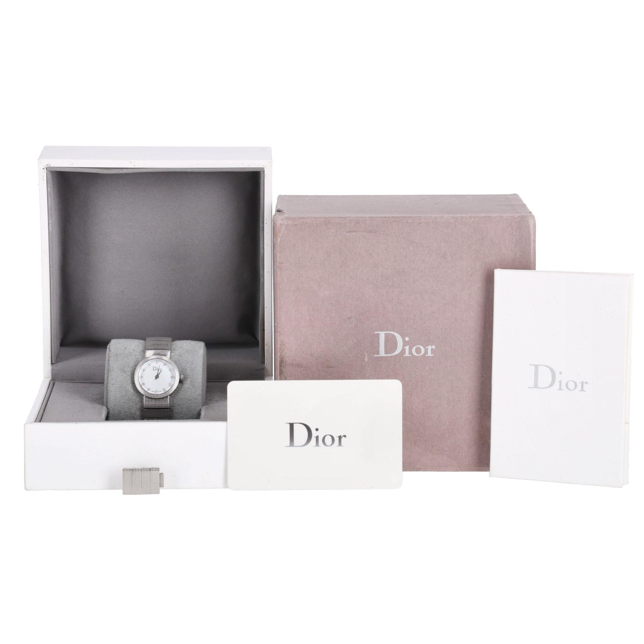 Round Cut Christian Dior Diamond Dot Dial & Mother Of Pearl Baby D Watch