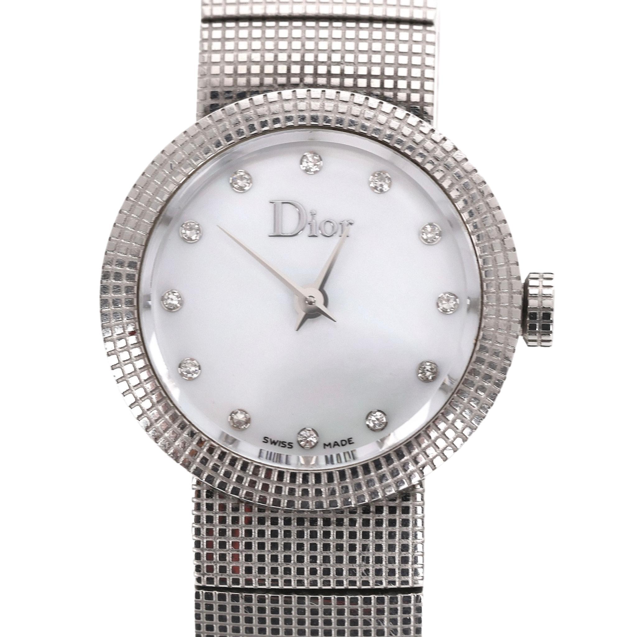 Women's Christian Dior Diamond Dot Dial & Mother Of Pearl Baby D Watch