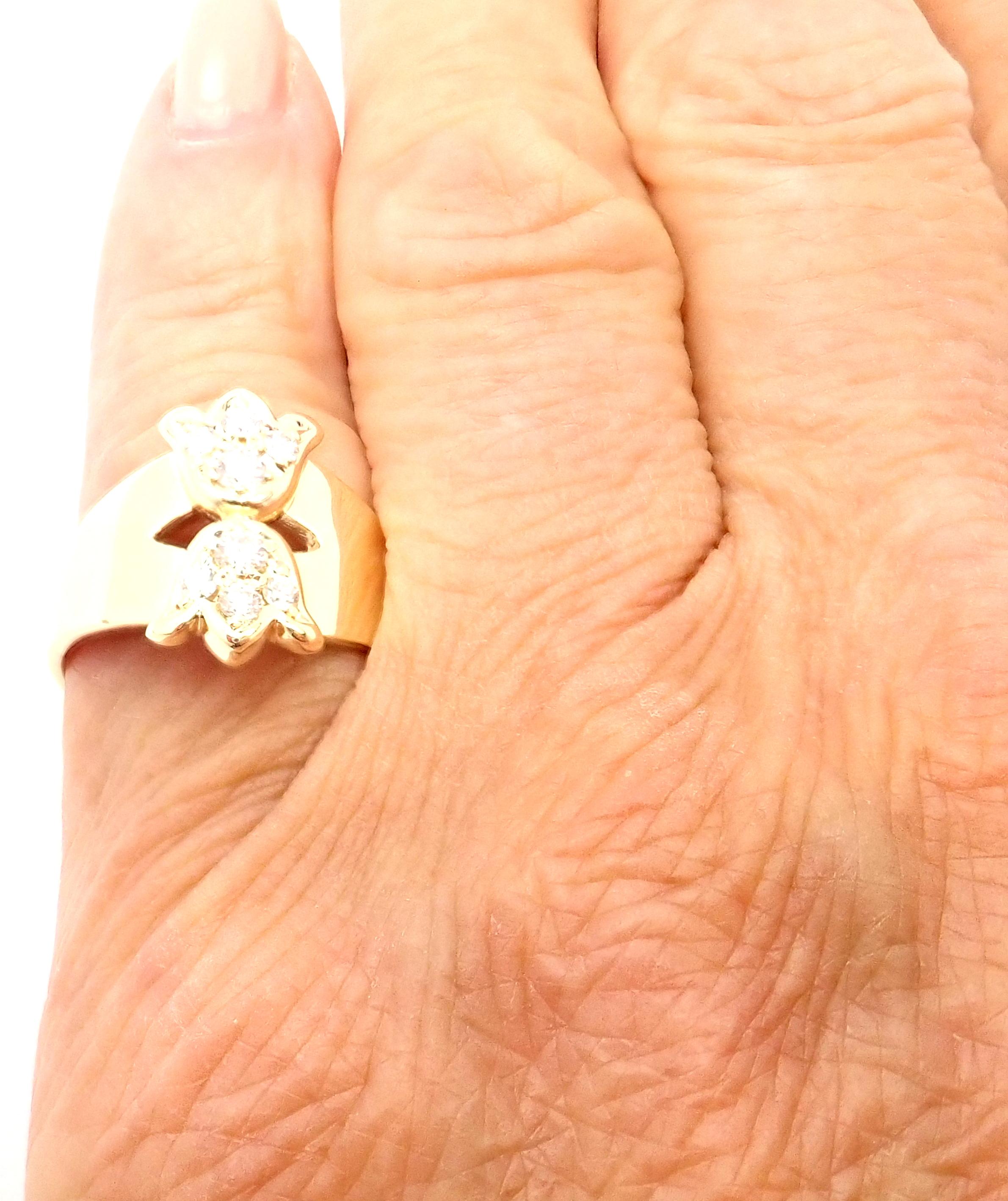 Brilliant Cut Christian Dior Diamond Flower Tulip Yellow Gold Band Ring For Sale