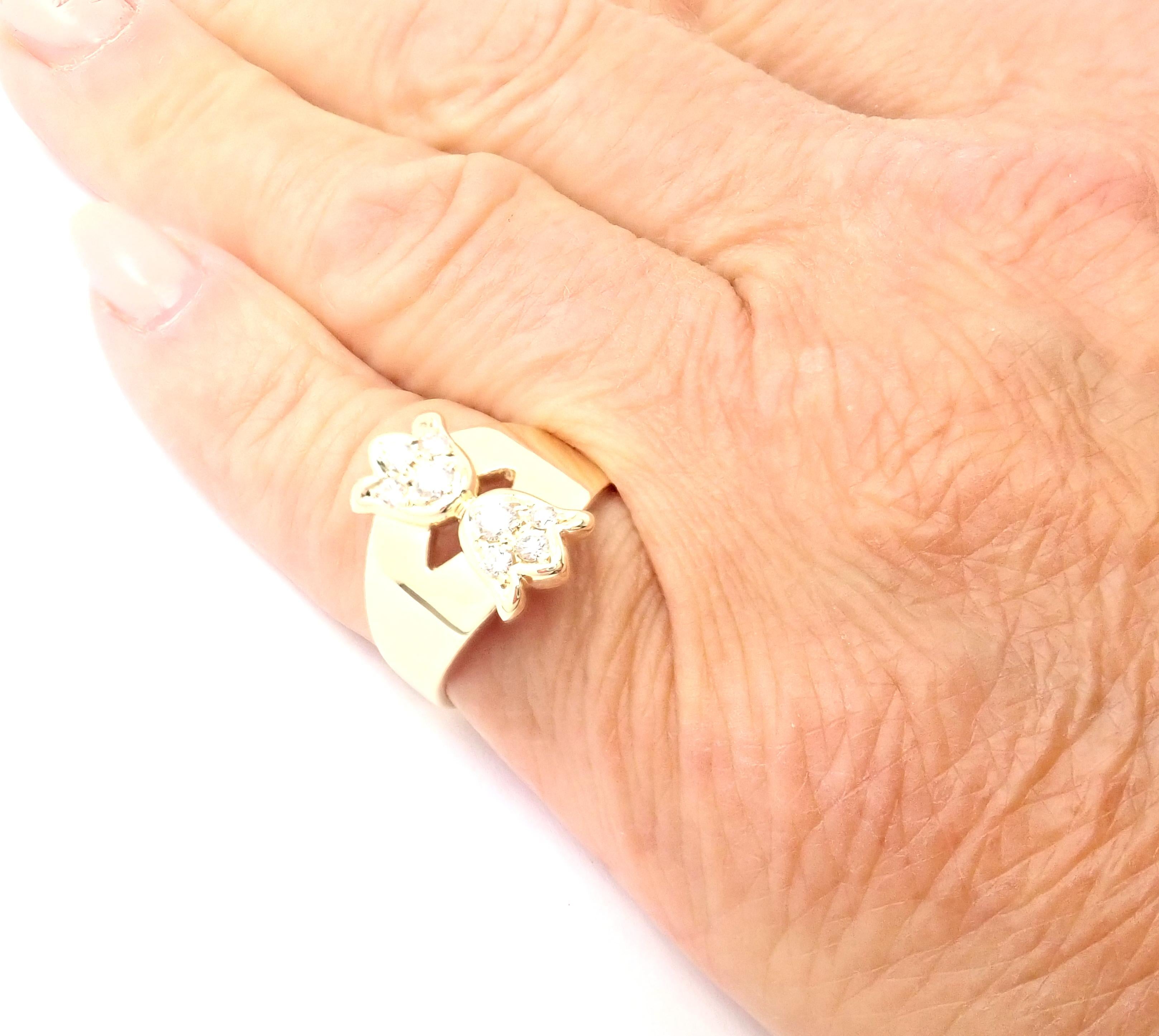 Christian Dior Diamond Flower Tulip Yellow Gold Band Ring In Excellent Condition For Sale In Holland, PA