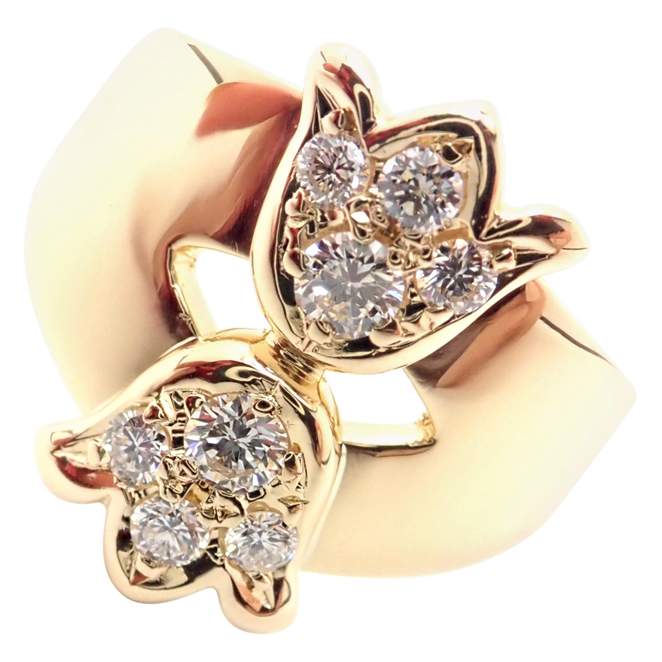 Christian Dior Diamant-Blumen-Tulpen-Gelbgoldring
