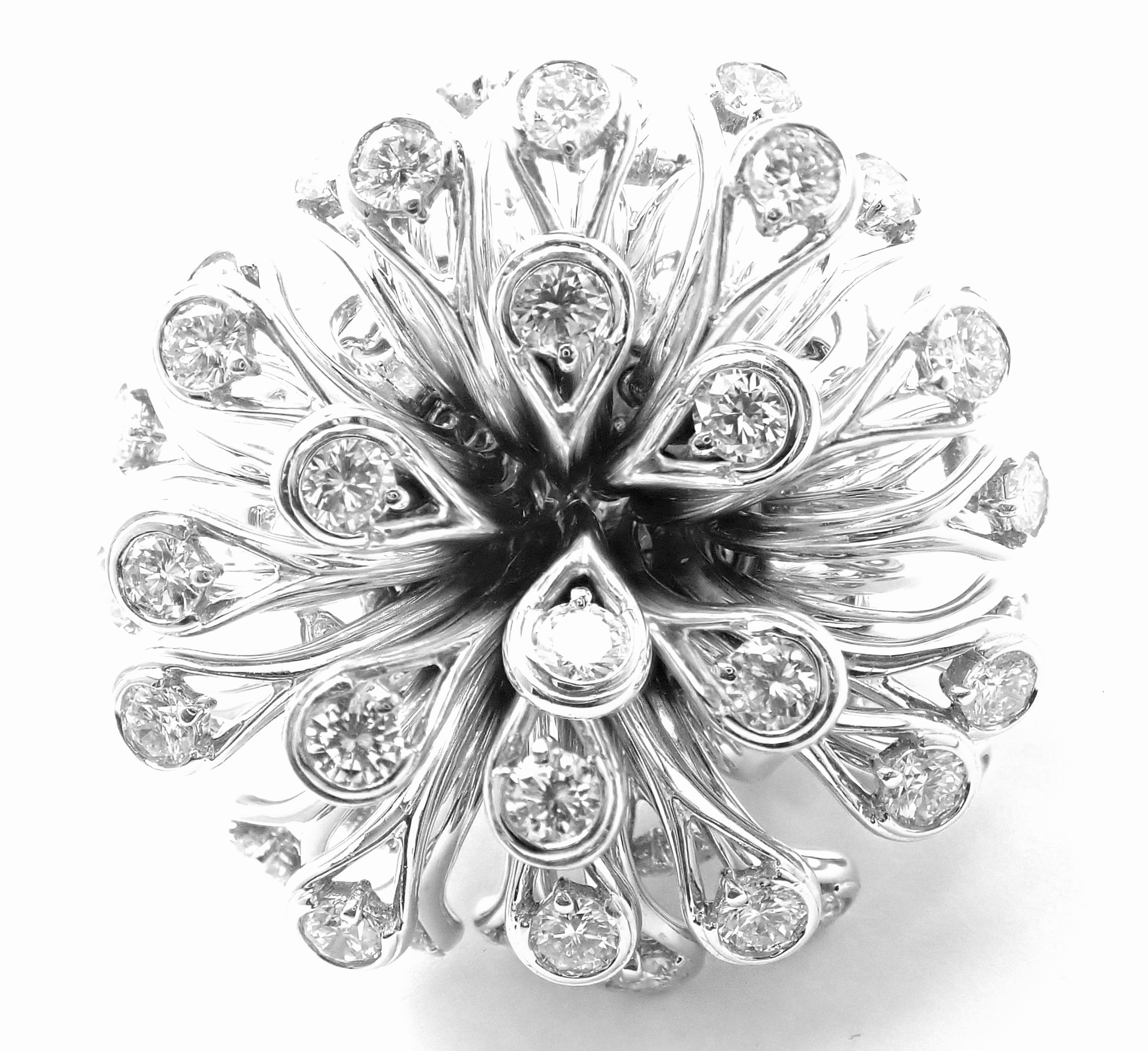 Christian Dior Diamond Large Flower White Gold Ring For Sale 4