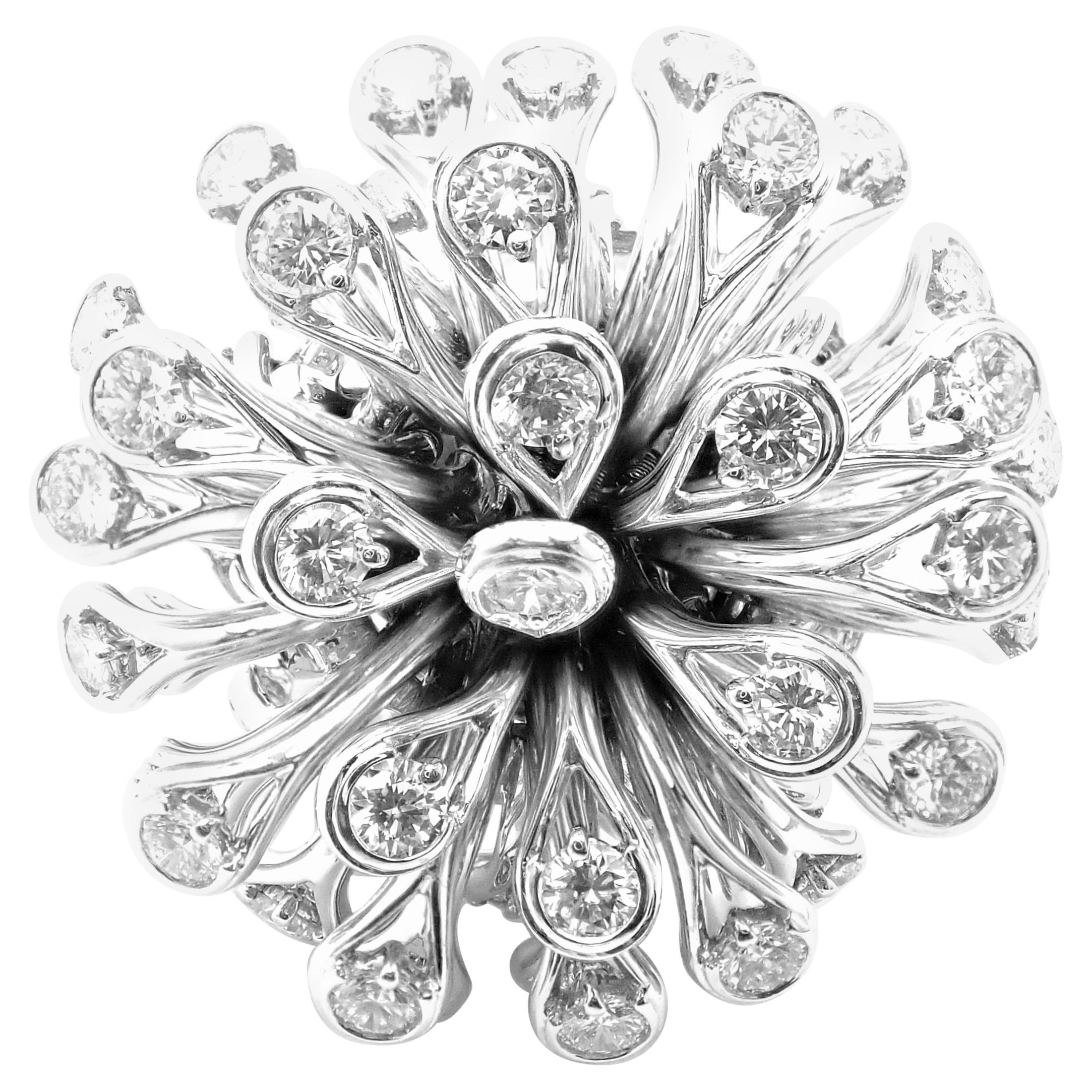 Christian Dior Diamond Large Flower White Gold Ring For Sale