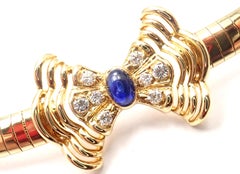 Christian Dior Diamond Sapphire Bow Yellow Gold Necklace