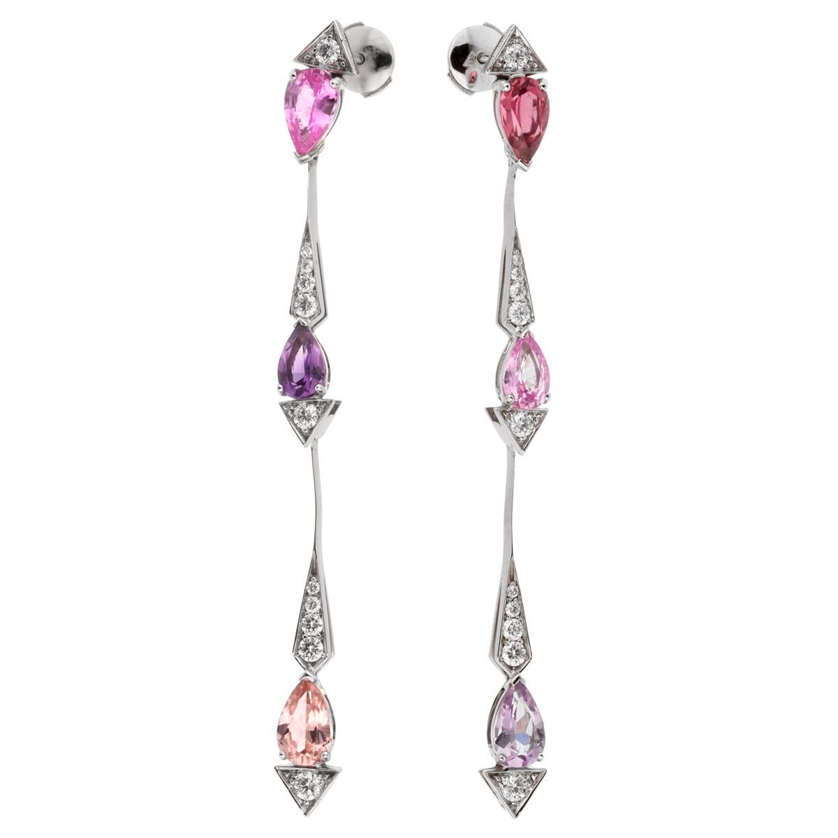 Christian Dior Diamant-Saphir-Tropfen-Ohrringe im Zustand „Hervorragend“ im Angebot in Feasterville, PA