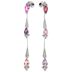 Used Christian Dior Diamond Sapphire Drop Earrings