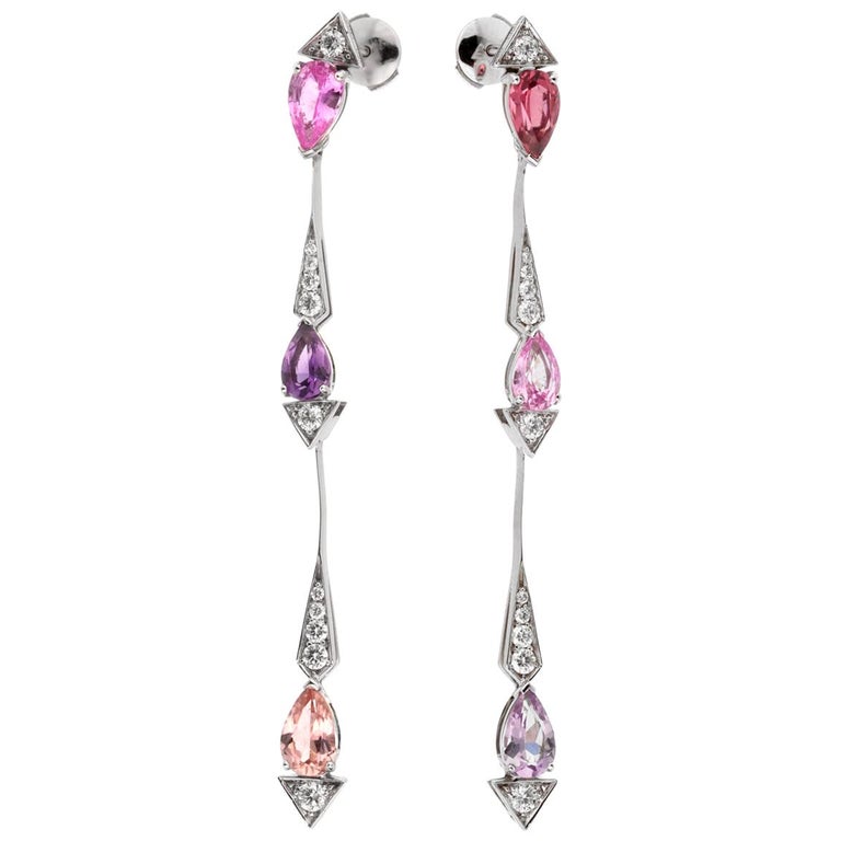 Christian Dior Diamond Sapphire Drop Earrings For Sale at 1stDibs