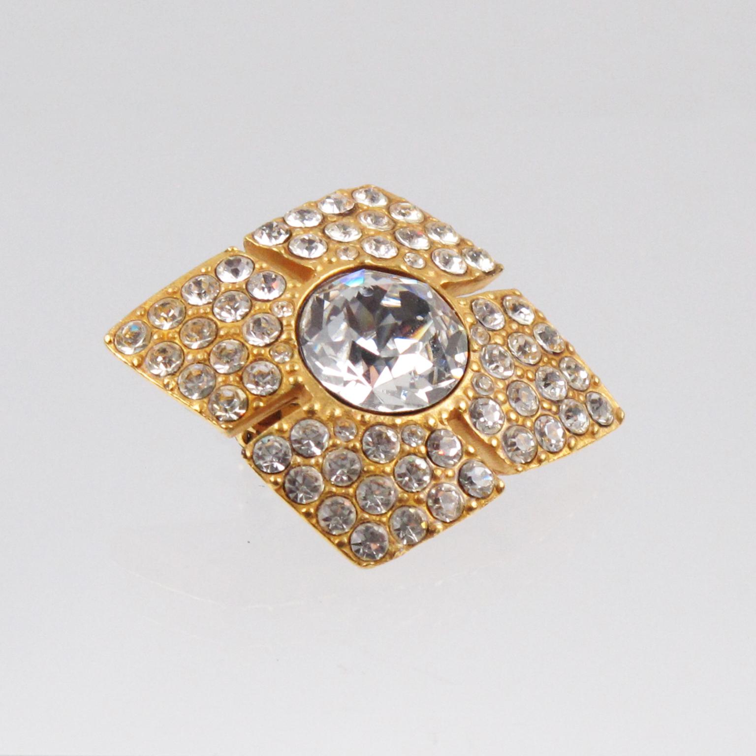 Christian Dior Diamond-Shaped Jeweled Clip Earrings For Sale 2