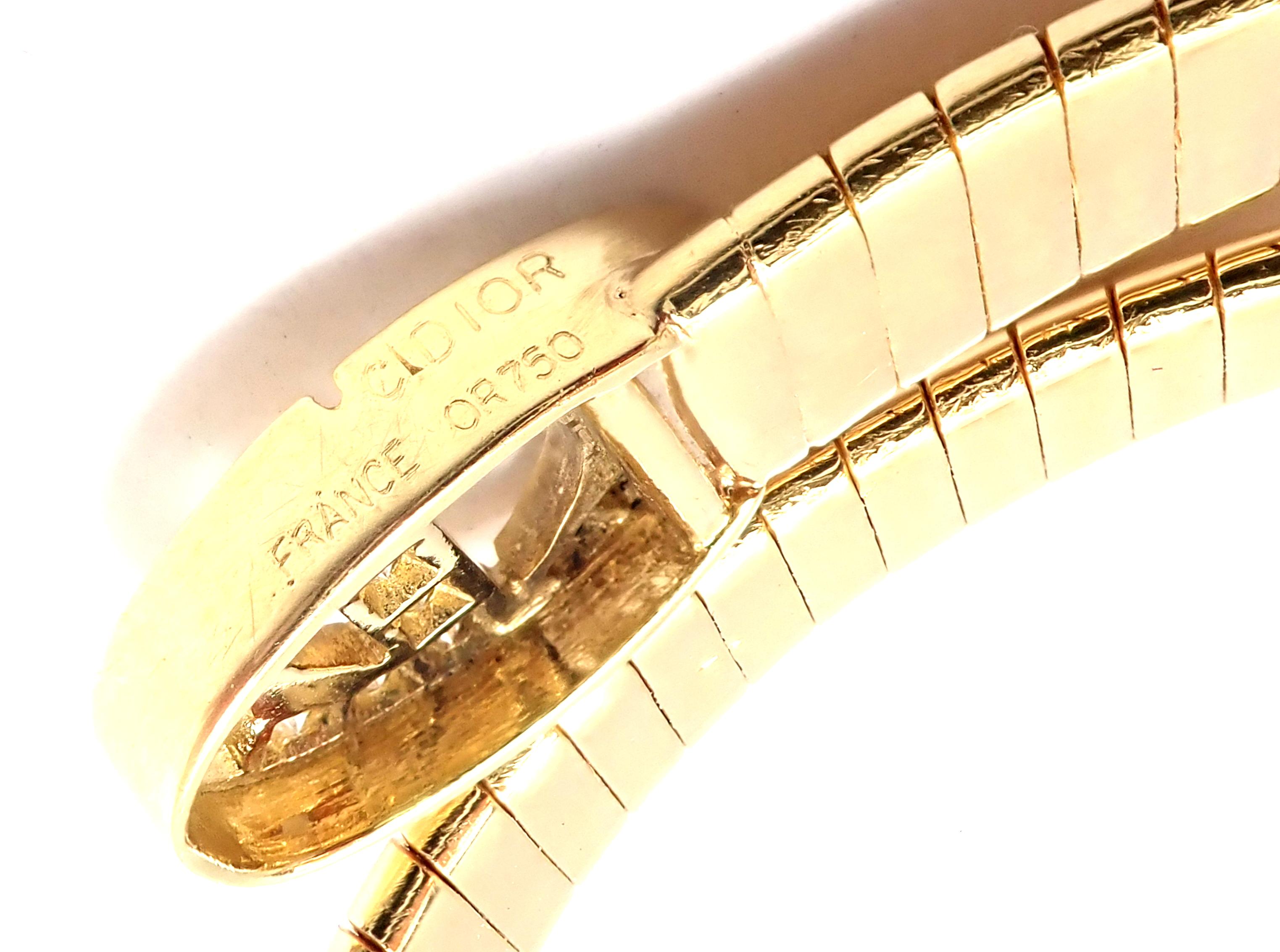 Christian Dior Diamond Snake Coil Yellow Gold Bracelet In Excellent Condition In Holland, PA