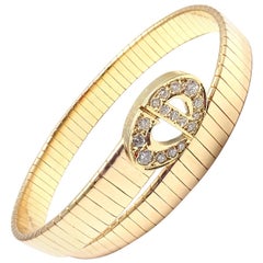 Christian Dior Diamond Snake Coil Yellow Gold Bracelet