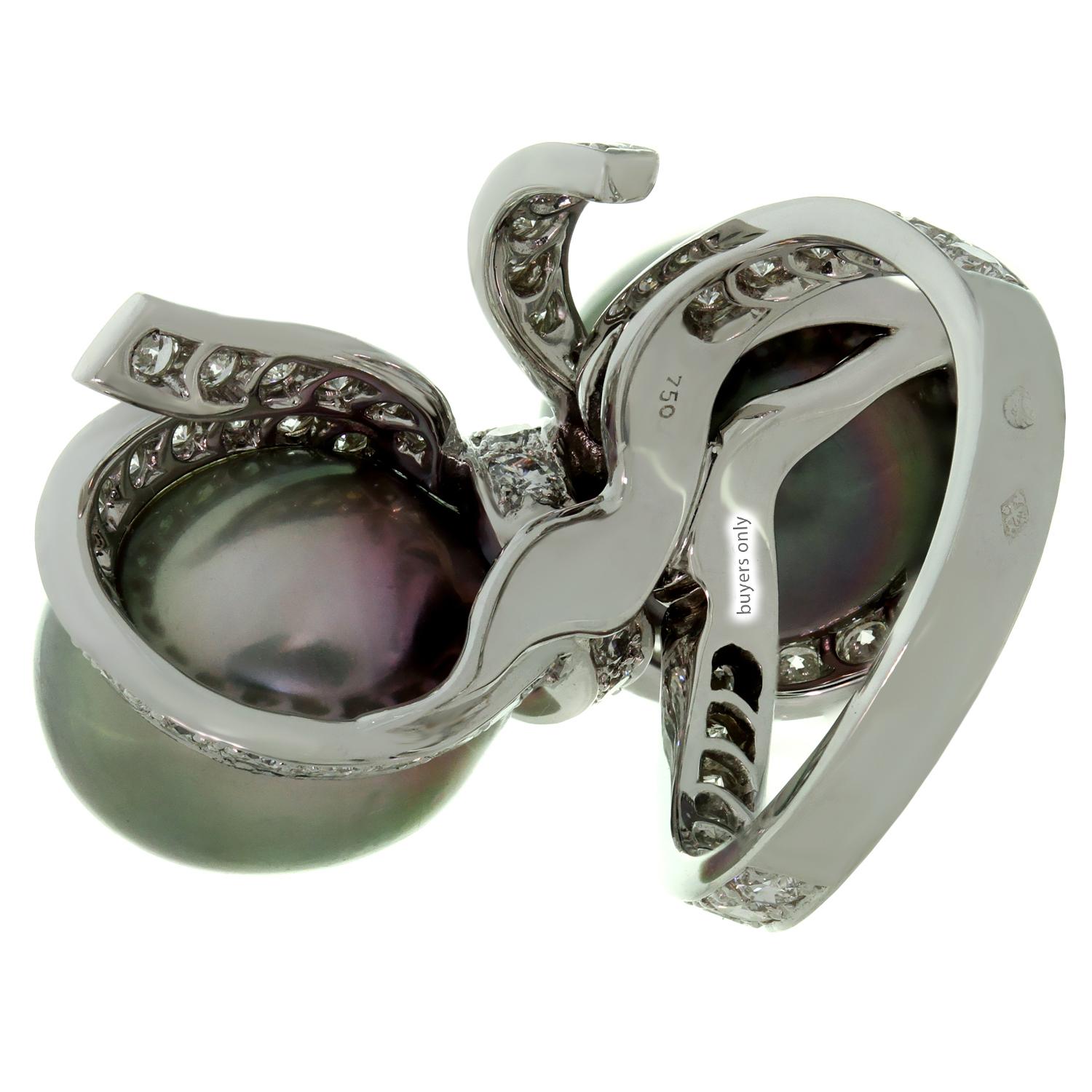 Christian Dior Diamond Tahitian Pearl White Gold Caprice Ring 1