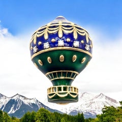 Christian Dior Diamond Yellow Gold Enamel Balloon Jules Verne Brooch