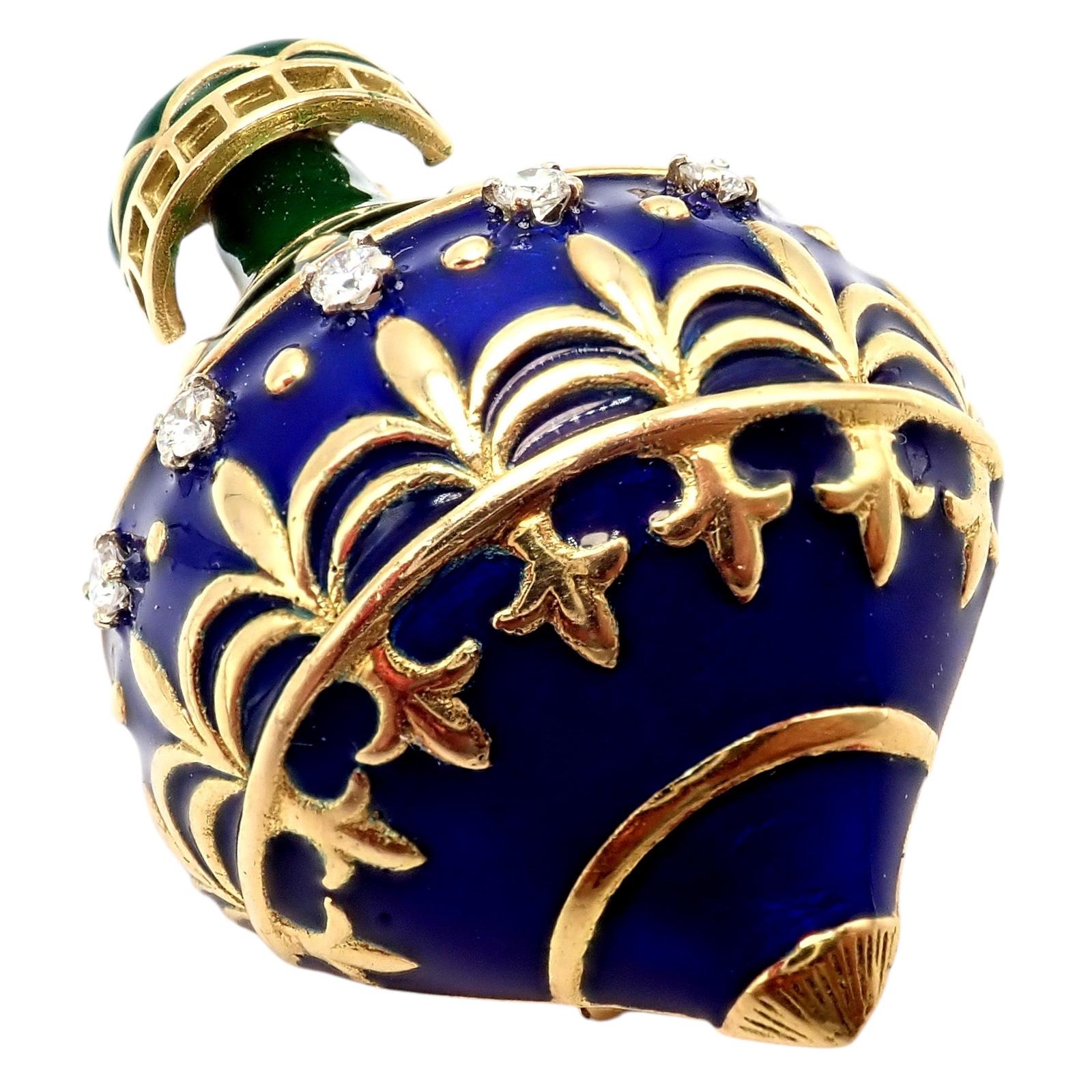 Christian Dior Diamond Yellow Gold Enamel Balloon Jules Verne Brooch In Excellent Condition For Sale In Holland, PA