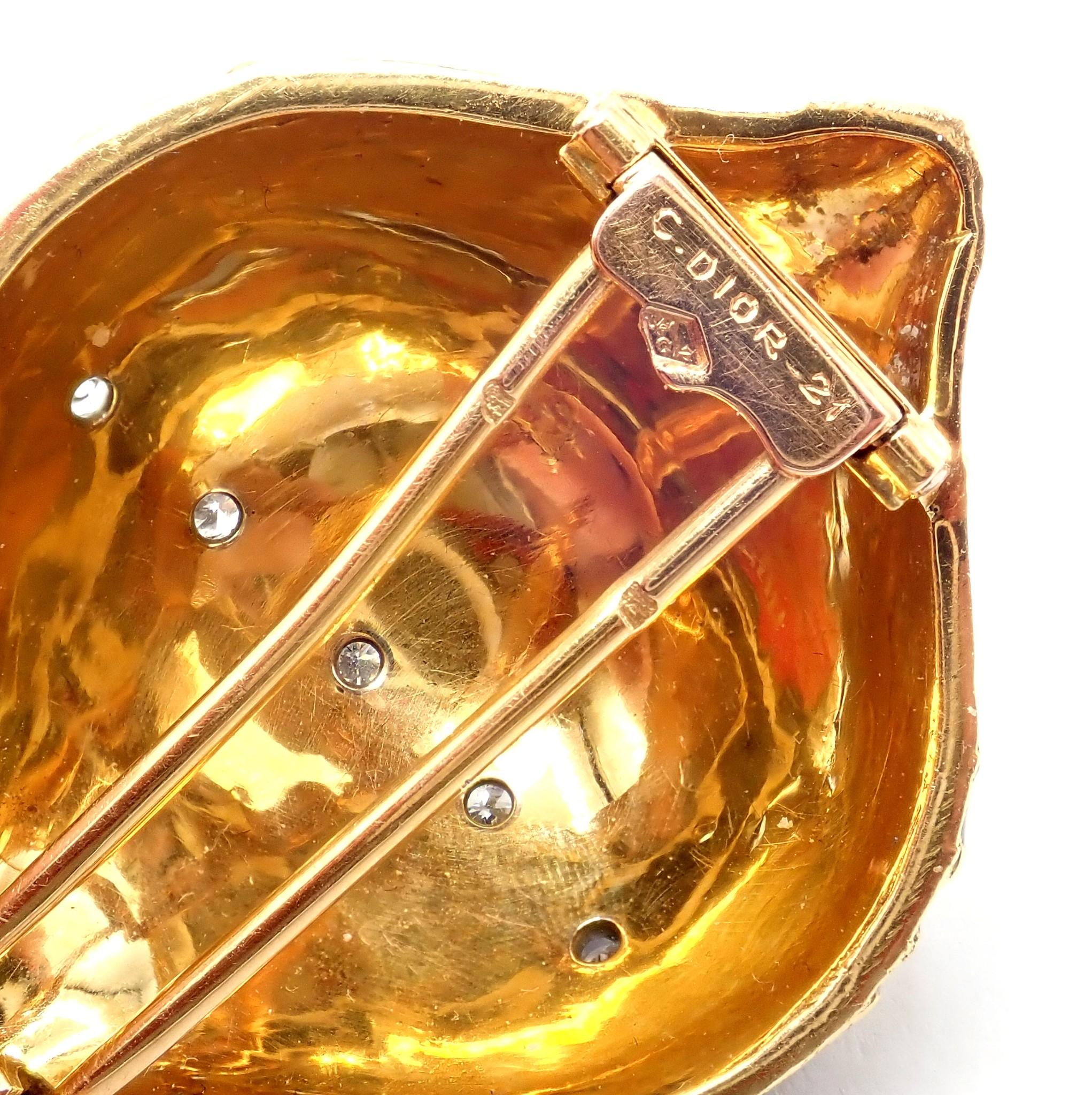 Women's or Men's Christian Dior Diamond Yellow Gold Enamel Balloon Jules Verne Brooch For Sale
