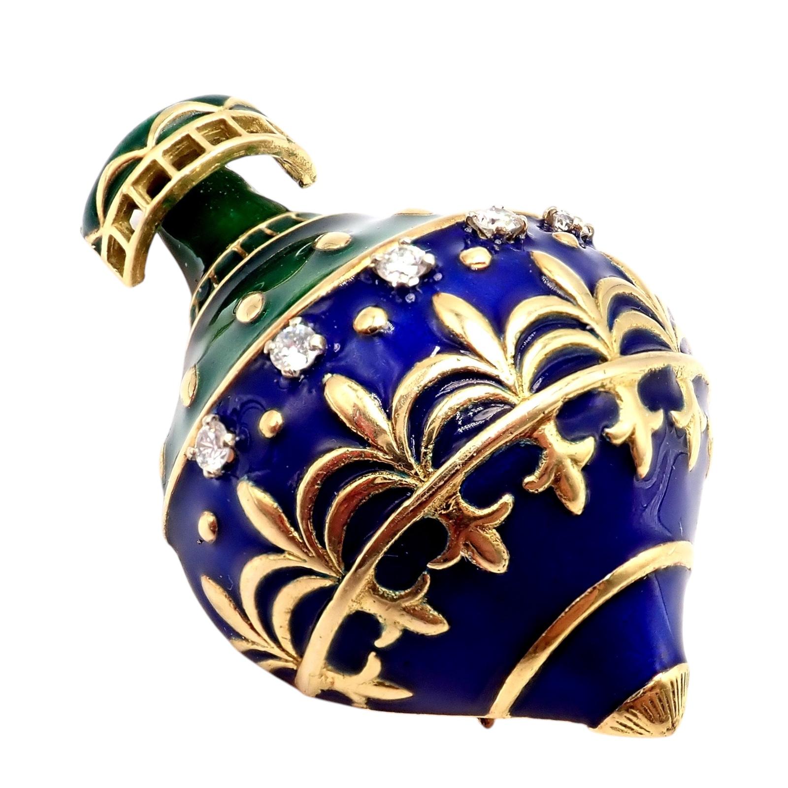 Christian Dior Diamond Yellow Gold Enamel Balloon Jules Verne Brooch For Sale 2