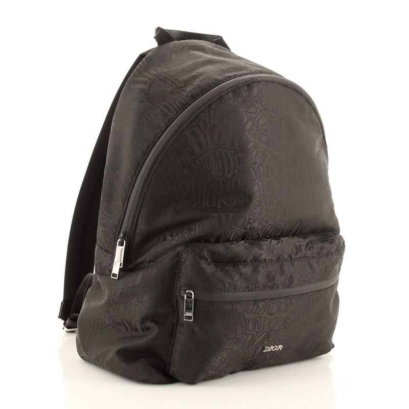 Black Christian Dior Dior x Shawn Stussy Rider Backpack Embroidered Nylon Large
