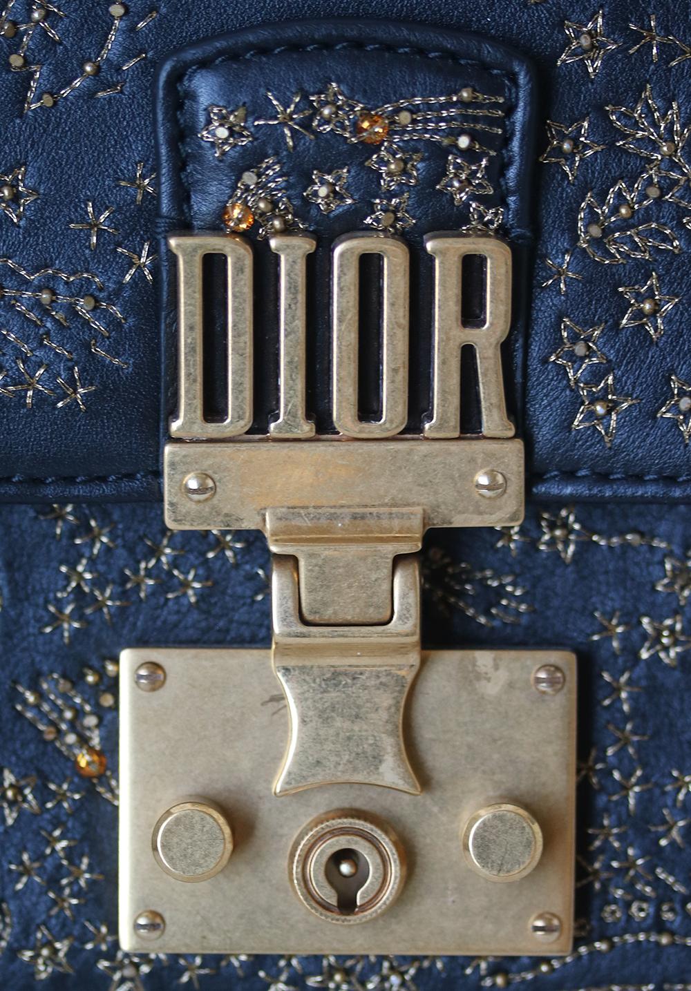 Black Christian Dior DiorAddict Embroidered Leather Bag 